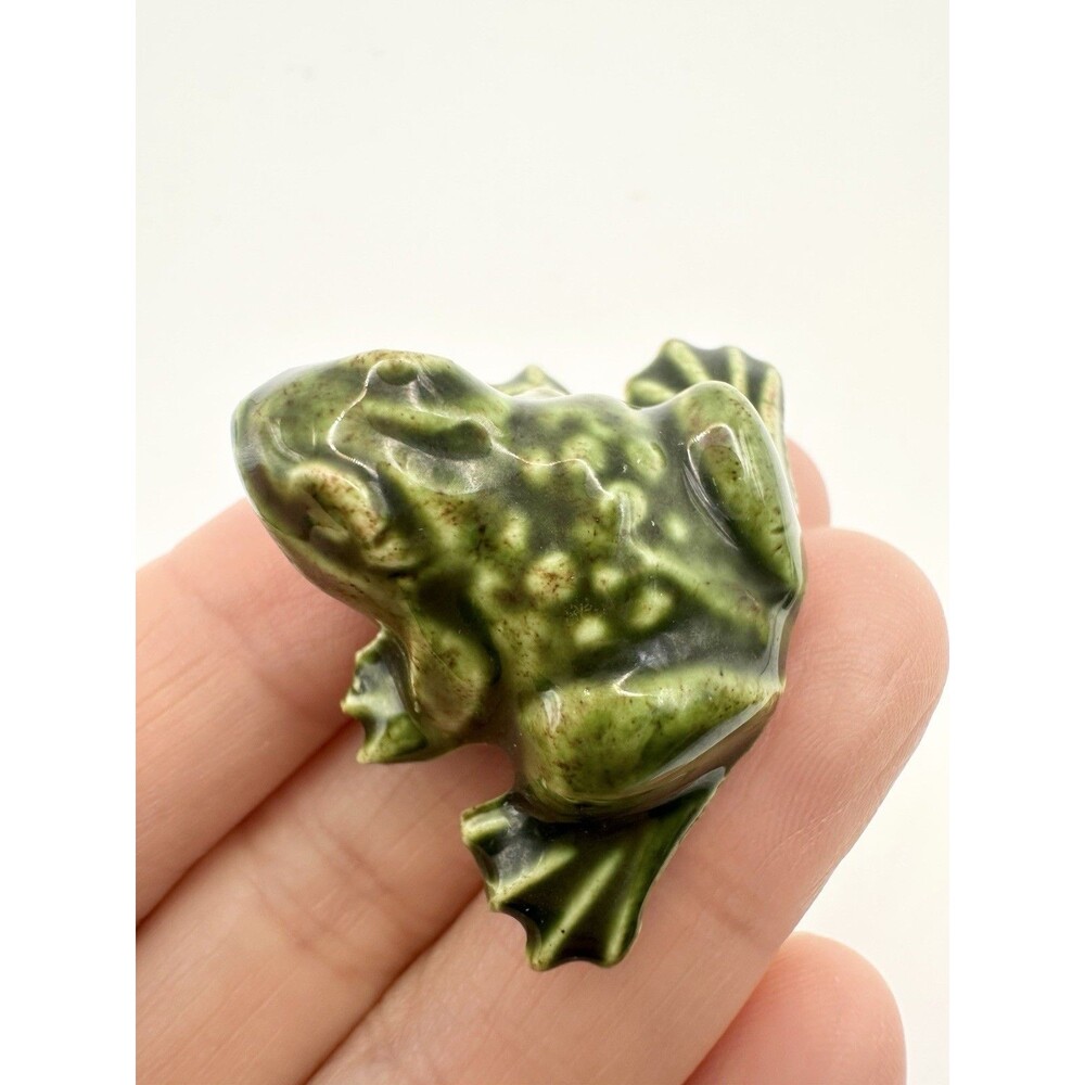 Vintage Ceramic Green Tree Frog Pin Brooch